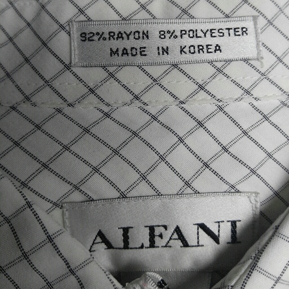 Alfani Grid Check Off White Button Down Sh… - Picture 5 of 9